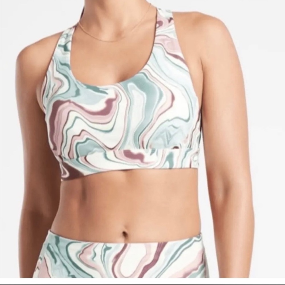 Athleta Ultimate Printed Sports Bra D-DD Marble Multi Womens XS NWT - Picture 1 of 8